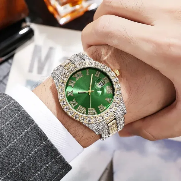 Luxury Hip Hop Quartz Watch with Rhinestones