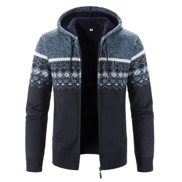 Men's Winter Hooded Zipper Jacket Sweater - Image 8