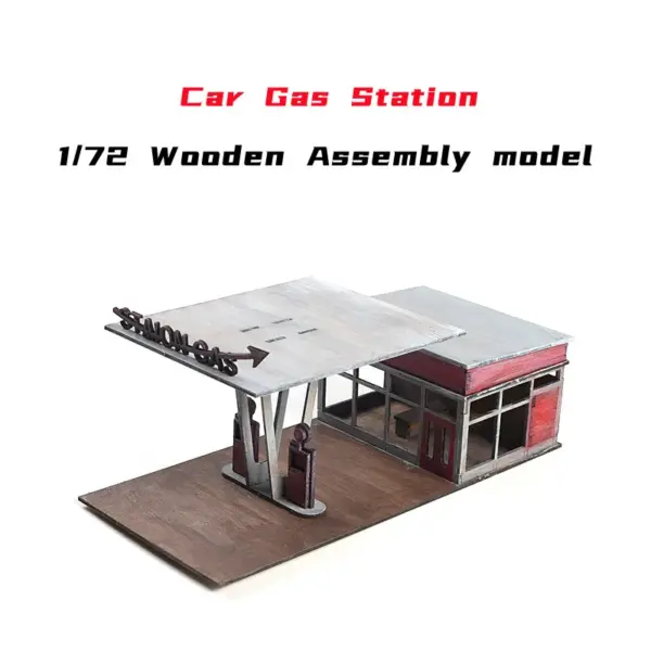 1/72 Wooden Gas Station Assembly Model Set