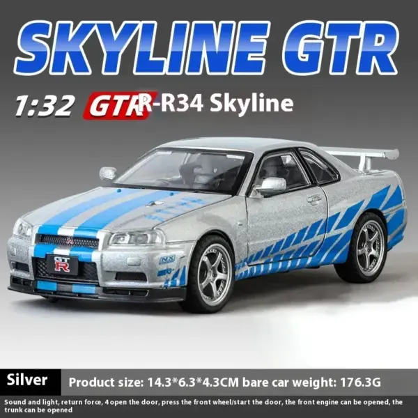 1:32 Nissan GTR R34 Diecast Model Car - Image 10