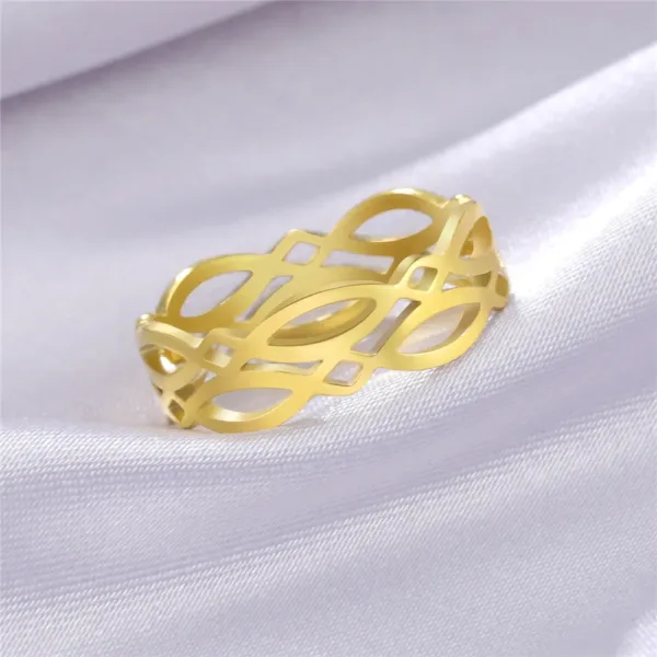 Geometric Stainless Steel Ring for Couples - Image 5