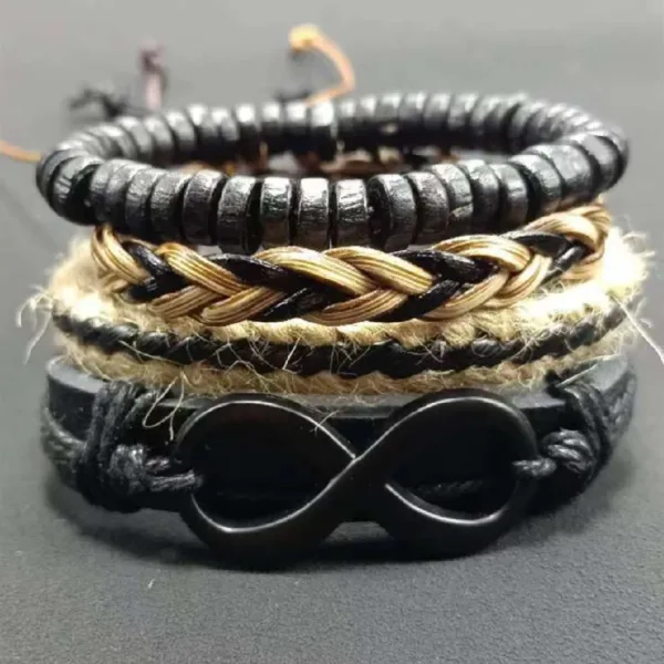 Multilayer Leather Charm Bracelets Set of 4 - Image 18