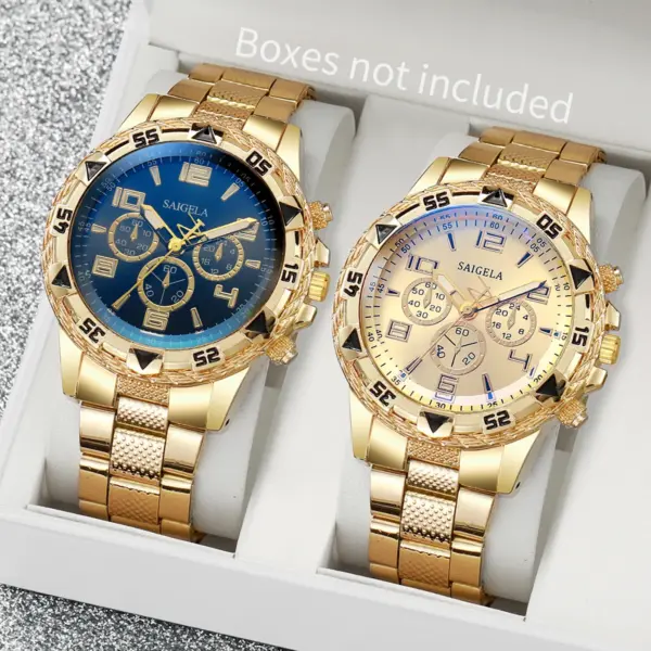 2pcs Men's Quartz Watches Set with Alloy Band