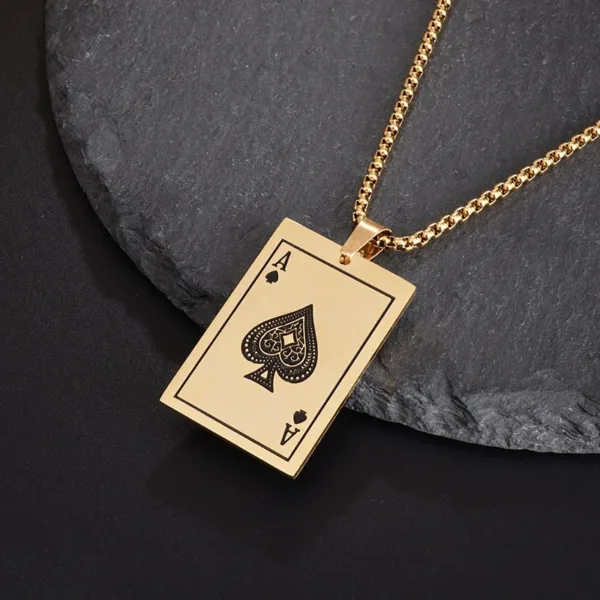 Iced Out Spades Playing Card Necklace for Men - Image 10