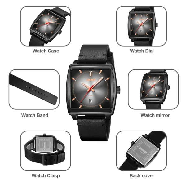 Men's Quartz Watch with Leather Strap - Image 5