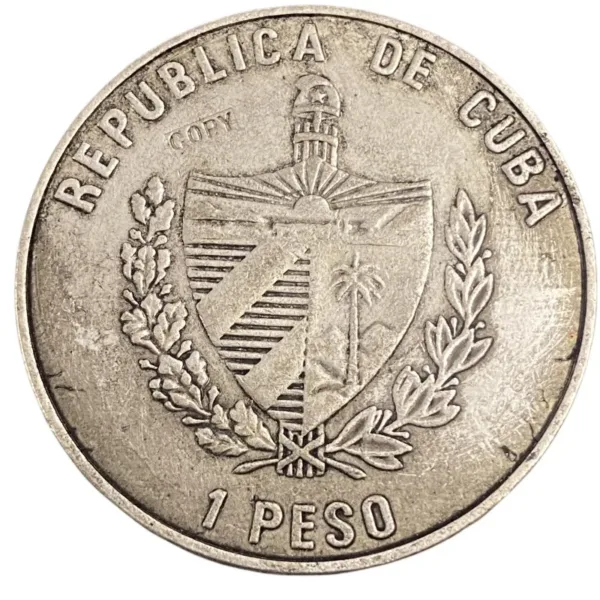 1995 Cuba 1 Peso Silver Plated Copy Coin - Image 3