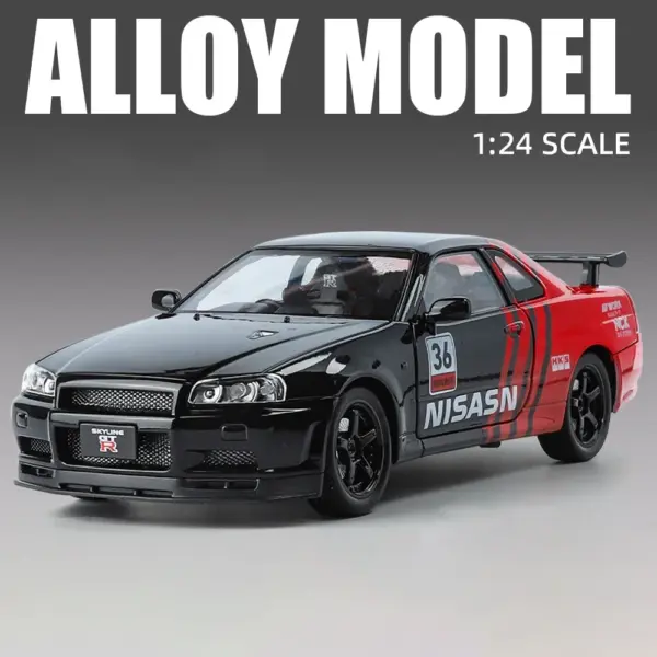 1:24 Nissan Skyline GTR R34 Alloy Model Car - Image 7