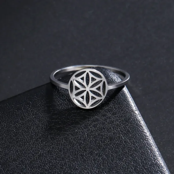 Flower of Life Vintage Stainless Steel Ring - Image 6