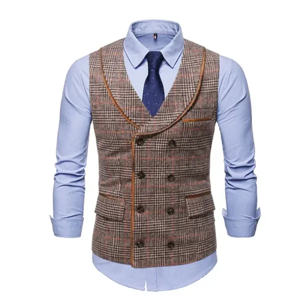 Men's Double Breasted V-neck Wedding Vest - Image 5