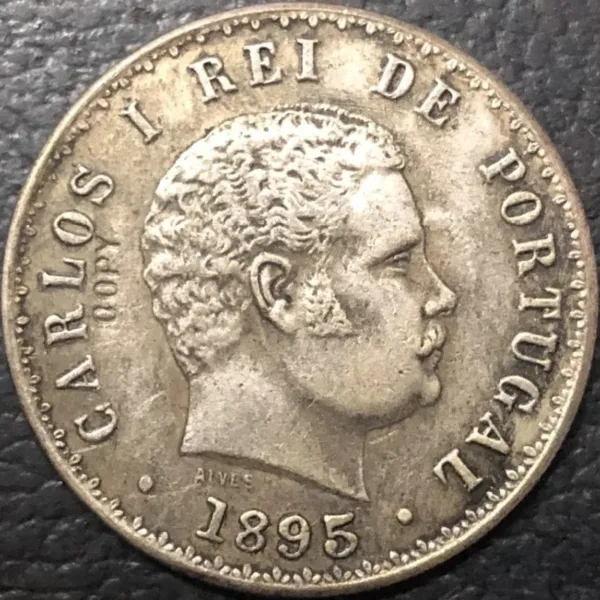 1895 Portugal 500 Reis Antique Coin Replica - Image 3