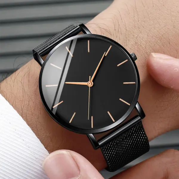 Ultra Thin Men's Quartz Watch with Steel Mesh - Image 6