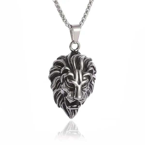 Lion Head Round Medal Pendant Necklace - Image 35