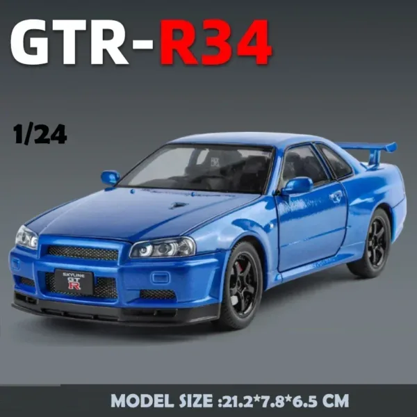 1:24 Alloy Nissan GTR R34 Diecast Car Model - Image 10