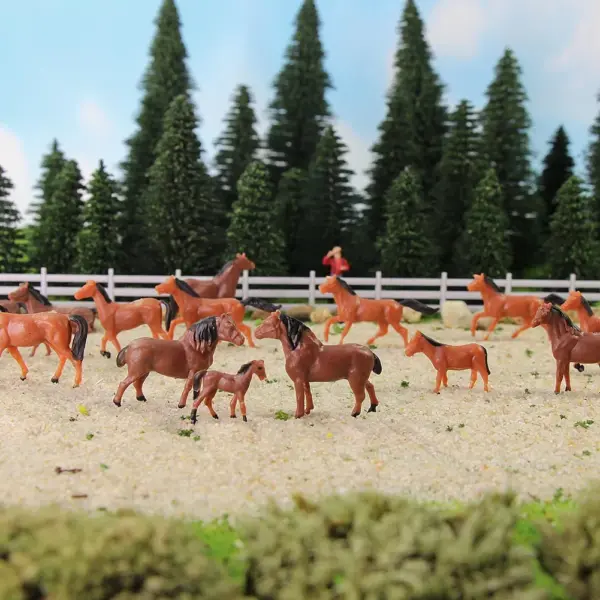 30pcs HO Scale Brown Horse Model Set - Image 4