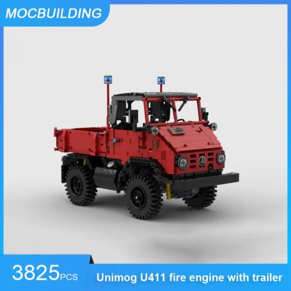 MOC Building Blocks Unimog U411 Fire Engine Set - Image 2