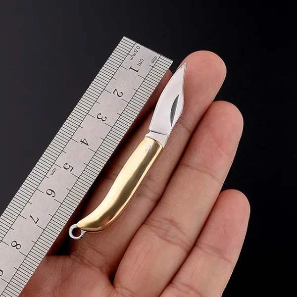 Mini Brass Folding Knife with Shell Handle - Image 11