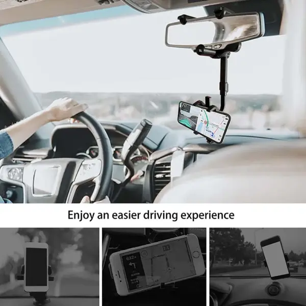 Universal 360° Rotatable Rearview Mirror Phone Holder - Image 6