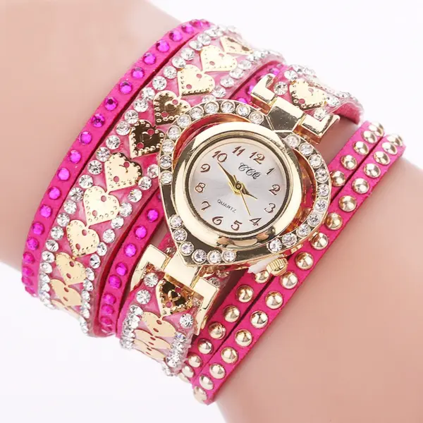 Rhinestone Heart Dial Women's Fashion Wristwatch - Image 7