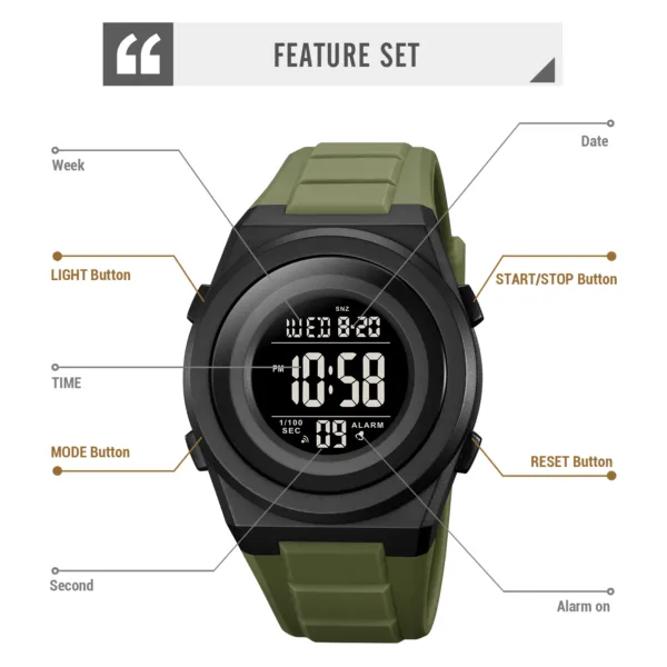 Digital Sport Watch for Men with Back Light - Image 4