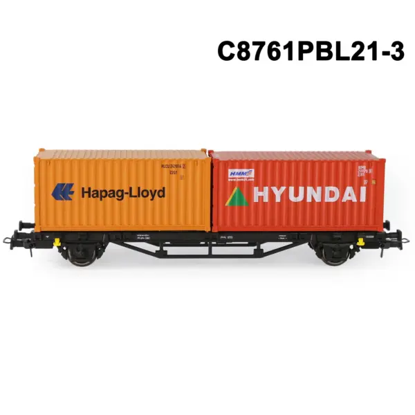 HO Scale Flat Car with 20ft and 40ft Containers - Image 12