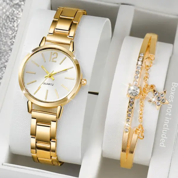 2PCS Ladies Fashion Quartz Watch and Bracelet Set