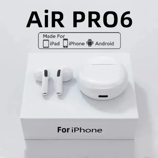 Pro 6 TWS Bluetooth Earphones for iPhone