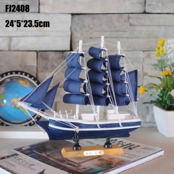 Wooden Mediterranean 24CM Sailboat Decor - Image 6