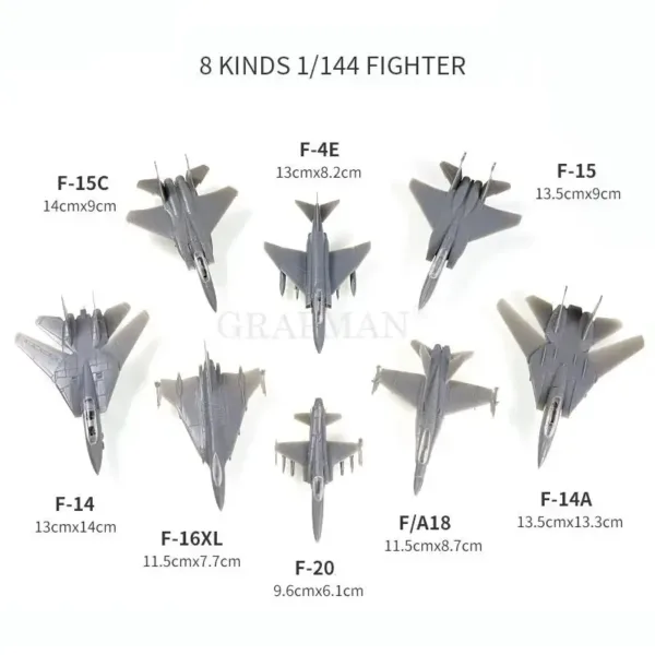 1/144 Fighter Model Set F14 F15 F-4E 28pcs - Image 3