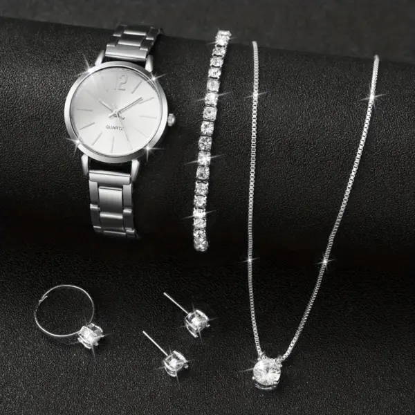 6PCS Women's Quartz Watch and Jewelry Set - Image 2