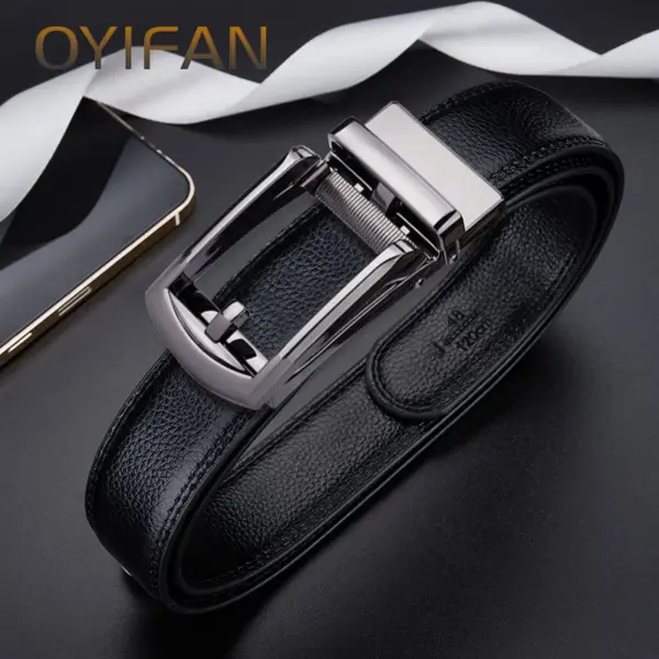 Men's Genuine Leather Automatic Buckle Belt - Image 4