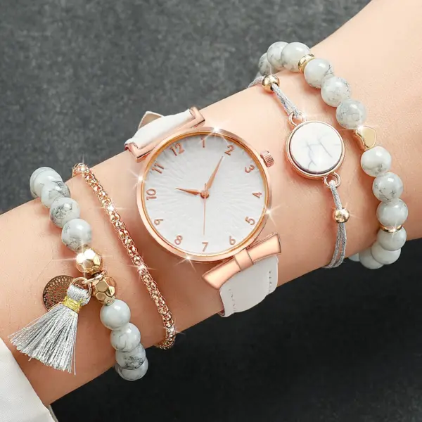 5PCS Women's Quartz Watch and Bracelet Set - Image 3