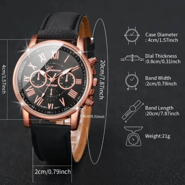 5PCS Women’s Quartz Watches Stylish Leather Bands - Image 6