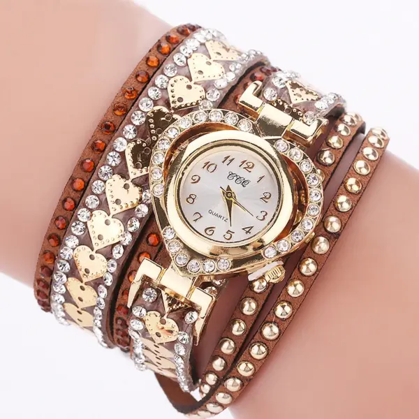 Rhinestone Heart Dial Women's Fashion Wristwatch - Image 8