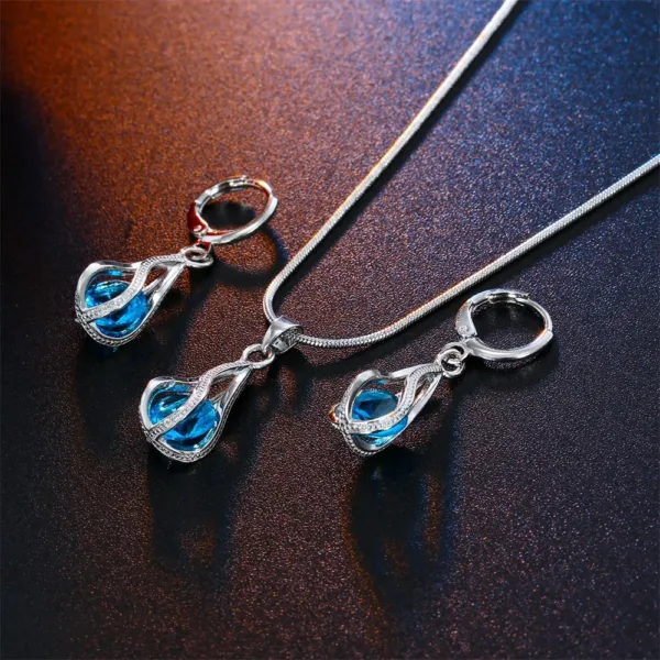 Elegant Silver Necklace and Earrings Set - Image 2