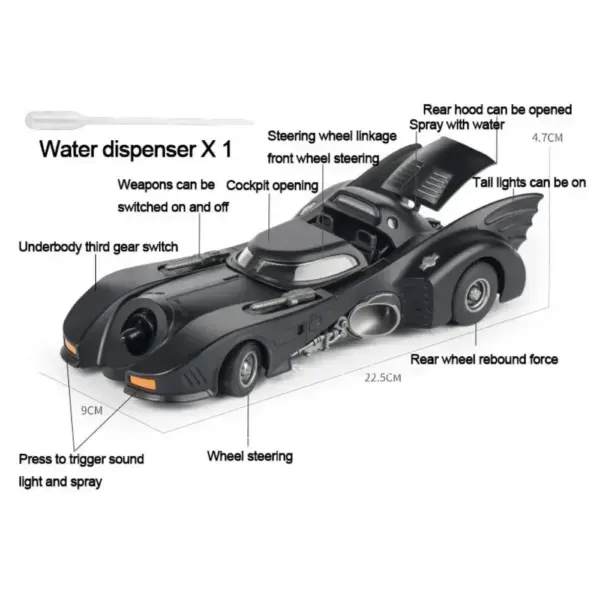 1989 Batmobile Alloy Car Model with Sound - Image 2