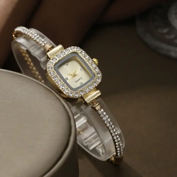 Women's Rhinestone Square Quartz Bracelet Watch - Image 3