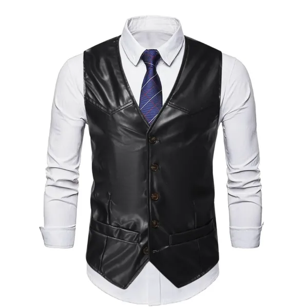 Men's Plus Size Vintage Leather Vest S-5XL - Image 8