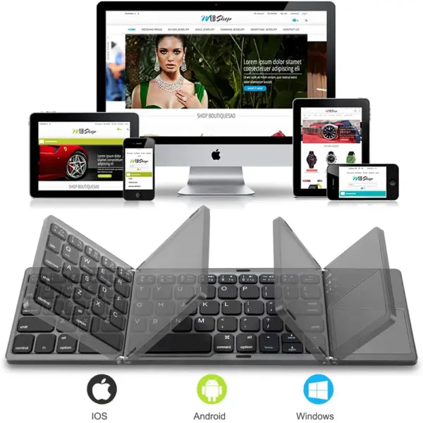 Foldable Bluetooth Keyboard with Touchpad for iOS Android Windows