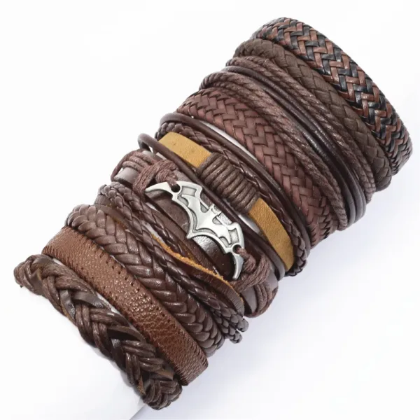 Brown Woven Leather Wrap Bracelets Set of 10 - Image 27