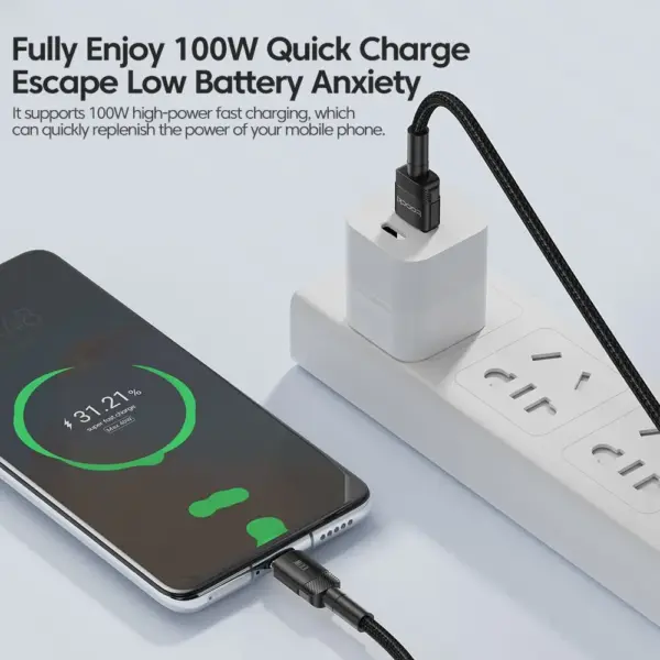 100W Fast Charging USB Type-C Cable 6A - Image 2