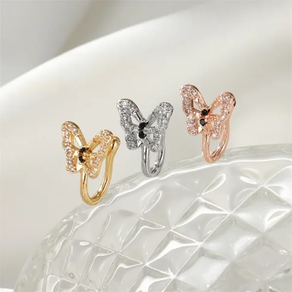 Crystal Butterfly Clip-on Nose Ring Earring - Image 3