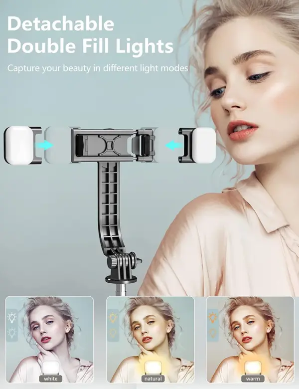 Extended Bluetooth Selfie Stick with Tripod Light - Image 2