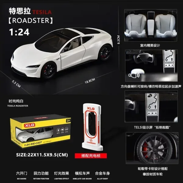 1:24 Tesla Roadster Diecast Model Car - Image 13