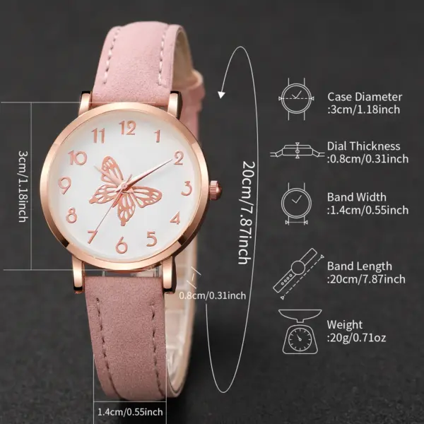 6PCS Women's Butterfly Jewelry & Watch Set - Image 5