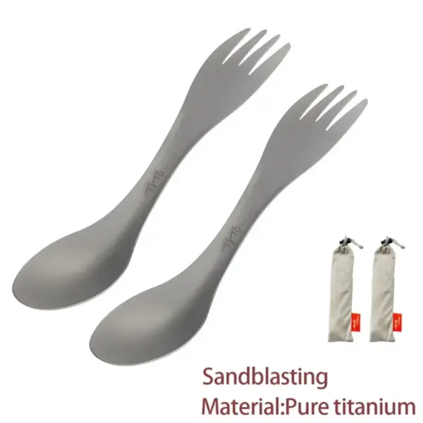 2Pcs Titanium Dual-Use Spork Set