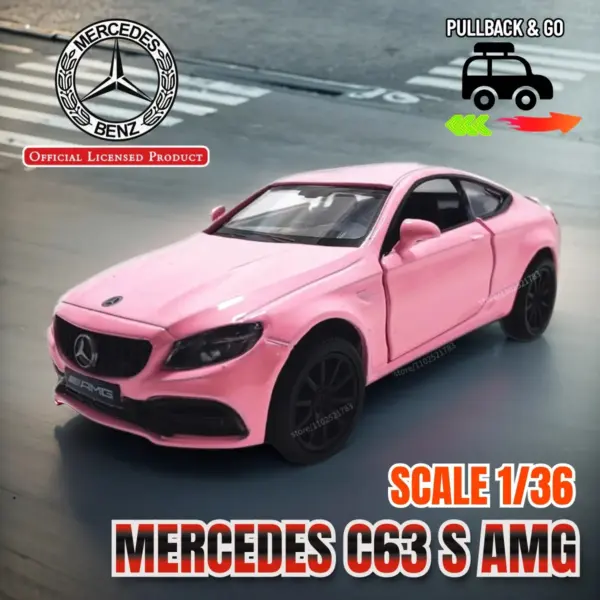 1:36 Mercedes AMG GTS Pink Diecast Model Car - Image 22