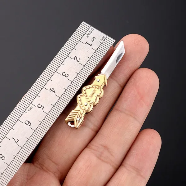 Mini Brass Folding Knife with Shell Handle - Image 20