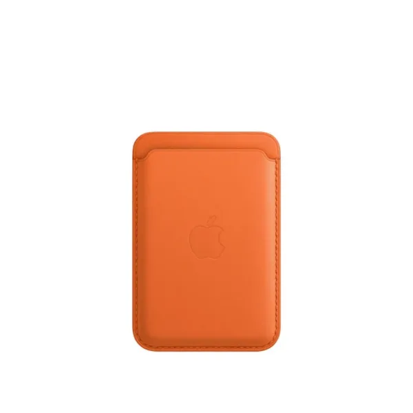 Orange Apple MagSafe Leather Wallet for iPhones