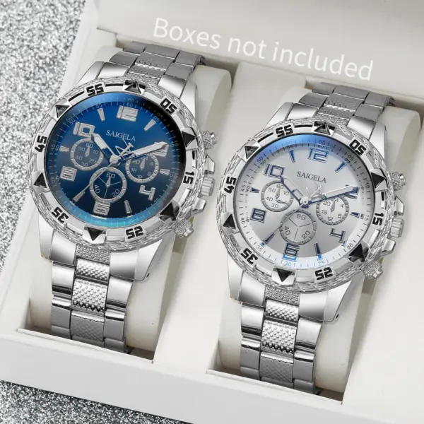 2pcs Men's Quartz Watches Set with Alloy Band - Image 3