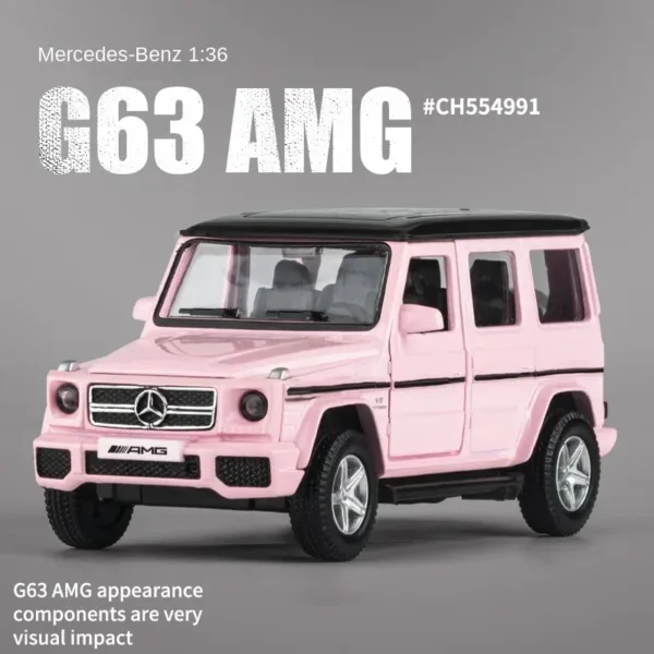 1:36 Pink Benz Diecast Alloy Model Car - Image 3